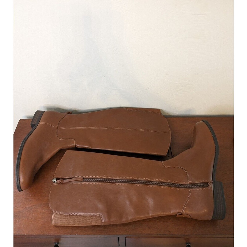 Universal Thread Women's Riding Boots Brown Leather Size 8 Zip Closure. - Picture 5 of 8